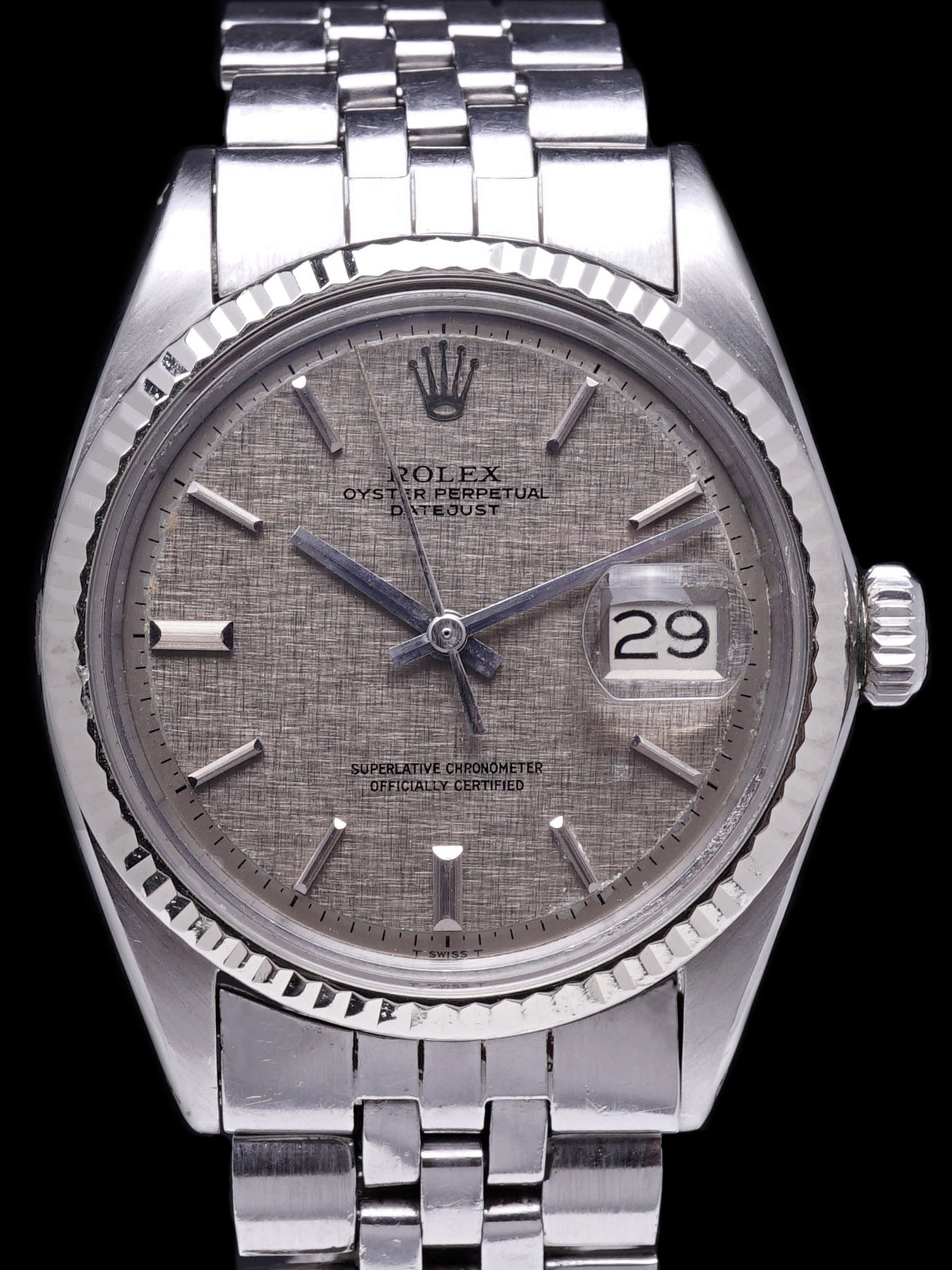 1970 Rolex Datejust (Ref. 1601) No Lume Grey "Linen Dial”