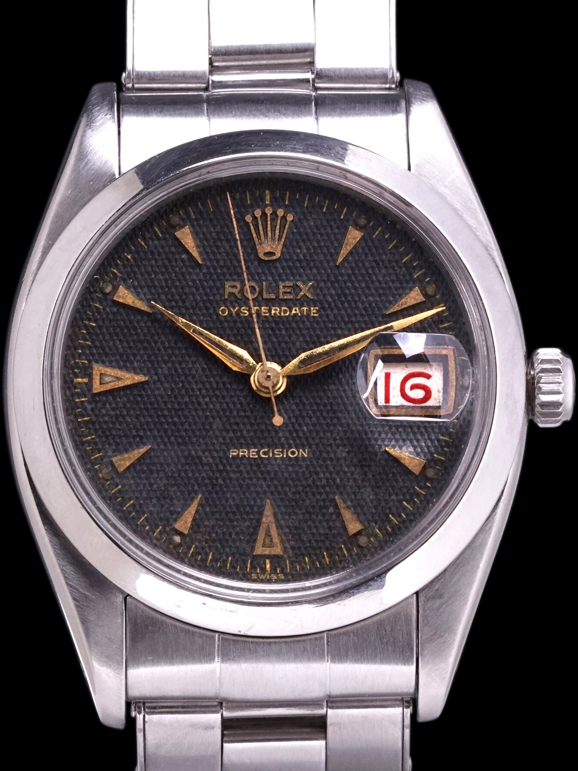 1956 Rolex Oysterdate Precision (Ref. 6494) "Black Honeycomb Dial"