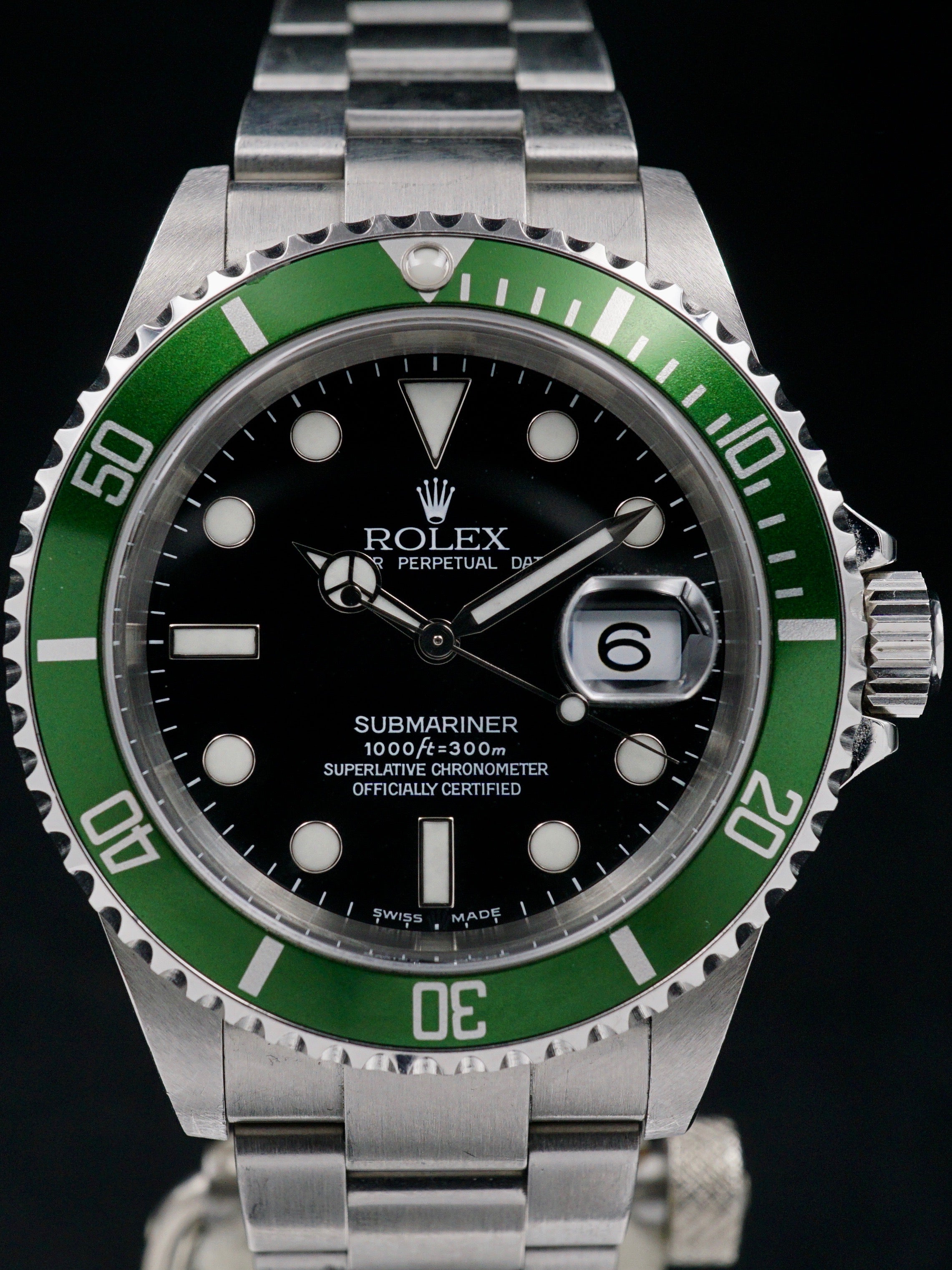 2003 Rolex Green Submariner (Ref. 16610LV) Mk.1 "Flat 4" W/ Box and Papers