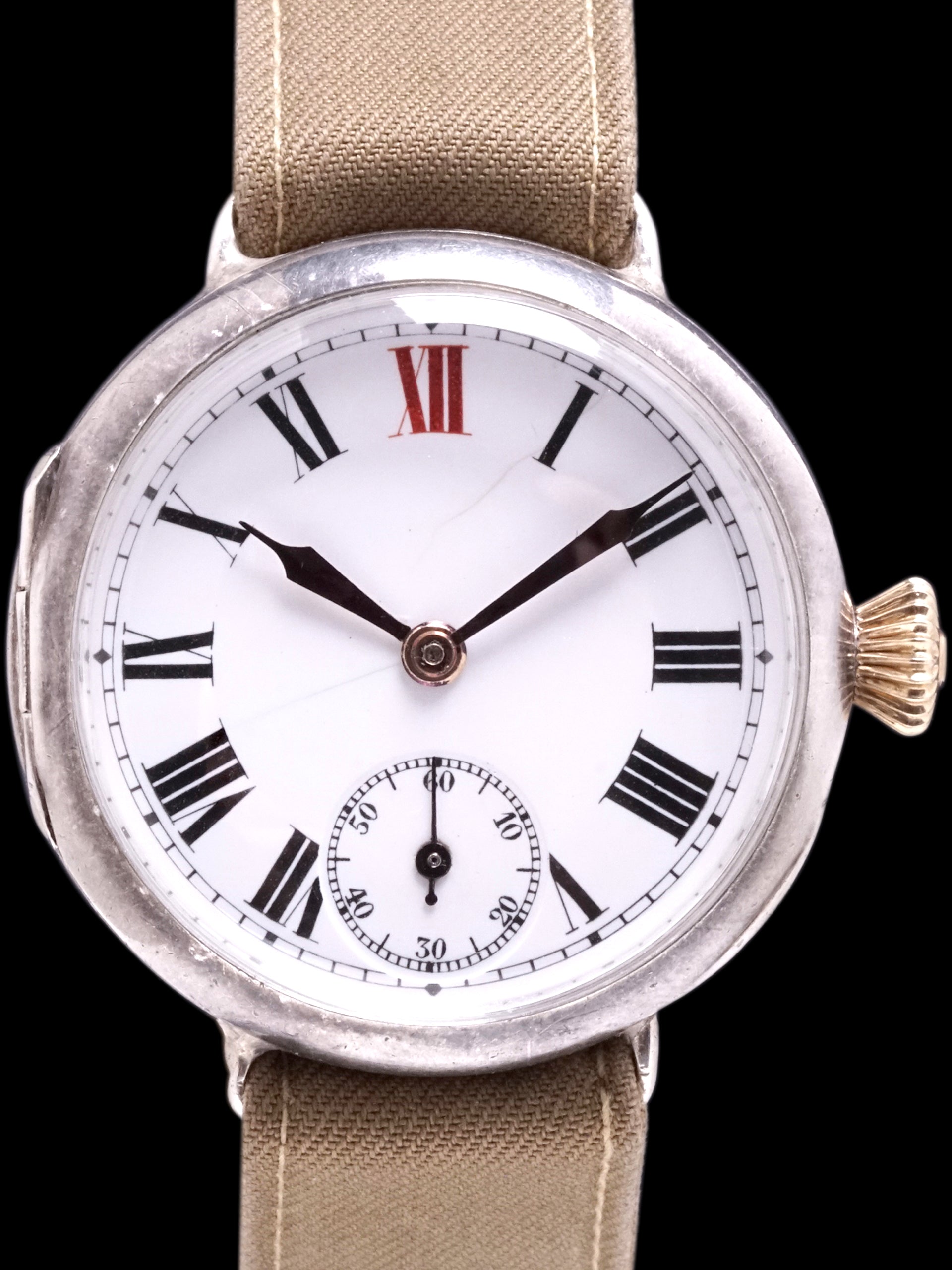 1918 Rolex Sterling Silver Officer Trench Watch
