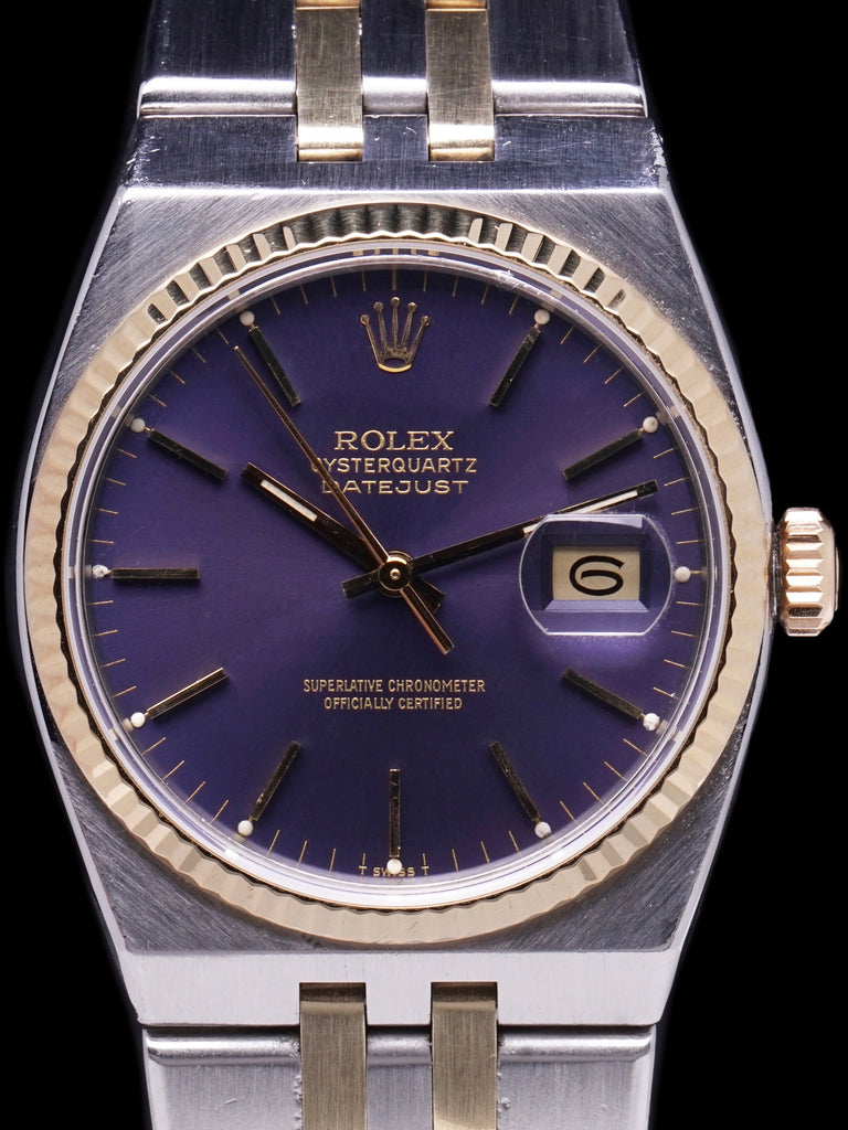 1980 Rolex Two-Tone Oysterquartz Datejust (Ref. 17013) "Purple Dial" With Box, Papers, and RSC Papers