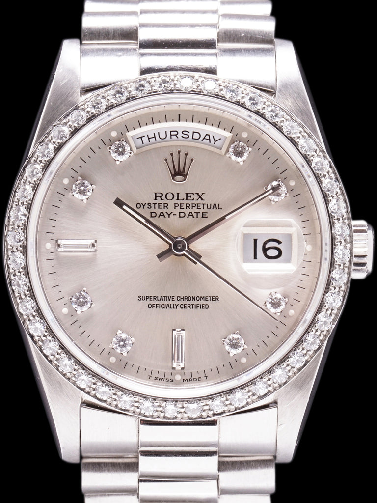 1990 Rolex Platinum Day-Date (Ref. 18346) W/ Factory Diamond Dial & Bezel