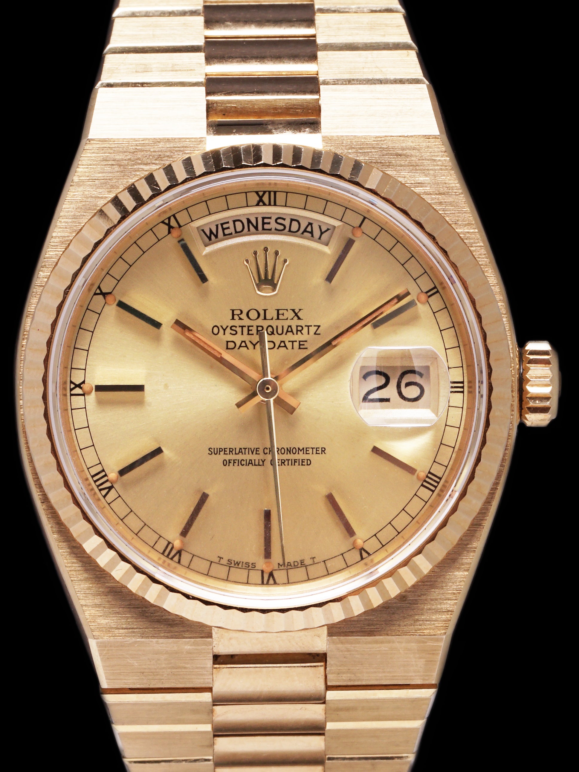 *Unpolished* 1984 Rolex Oysterquartz Day-Date (Ref. 19018) W/ Guarantee Paper