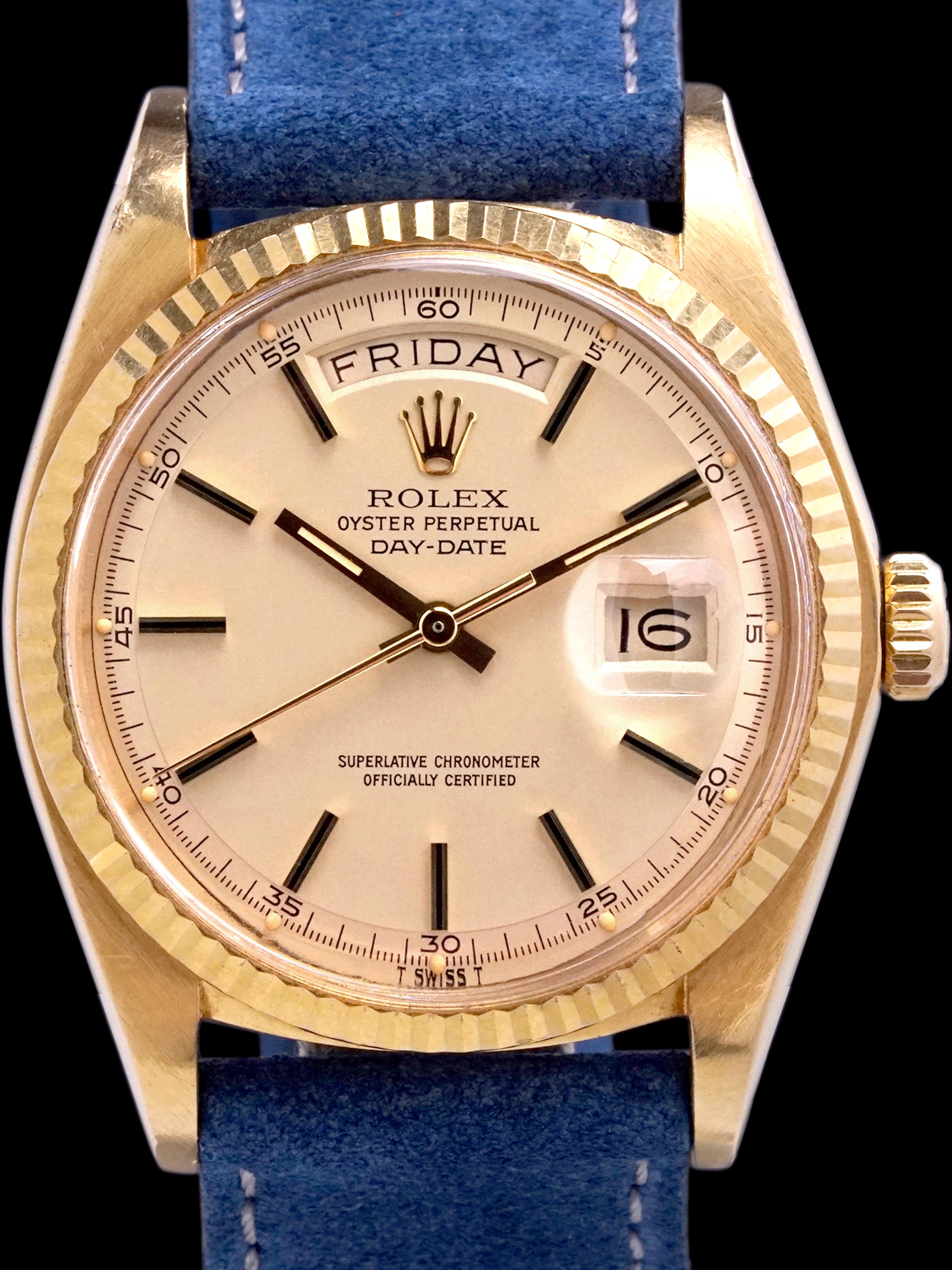 1977 Rolex Day-Date (Ref. 1803) 18K YG "Lemon Minute Track Dial"