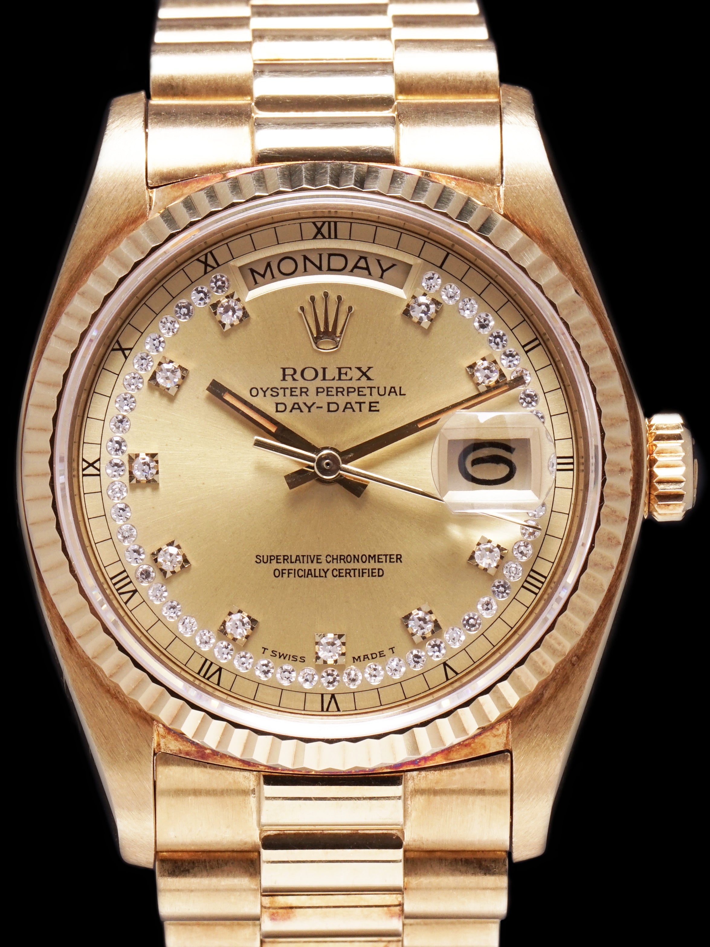 *Unpolished* 1978 Rolex Day-Date (Ref. 18038) 18k YG "Diamond String Dial"