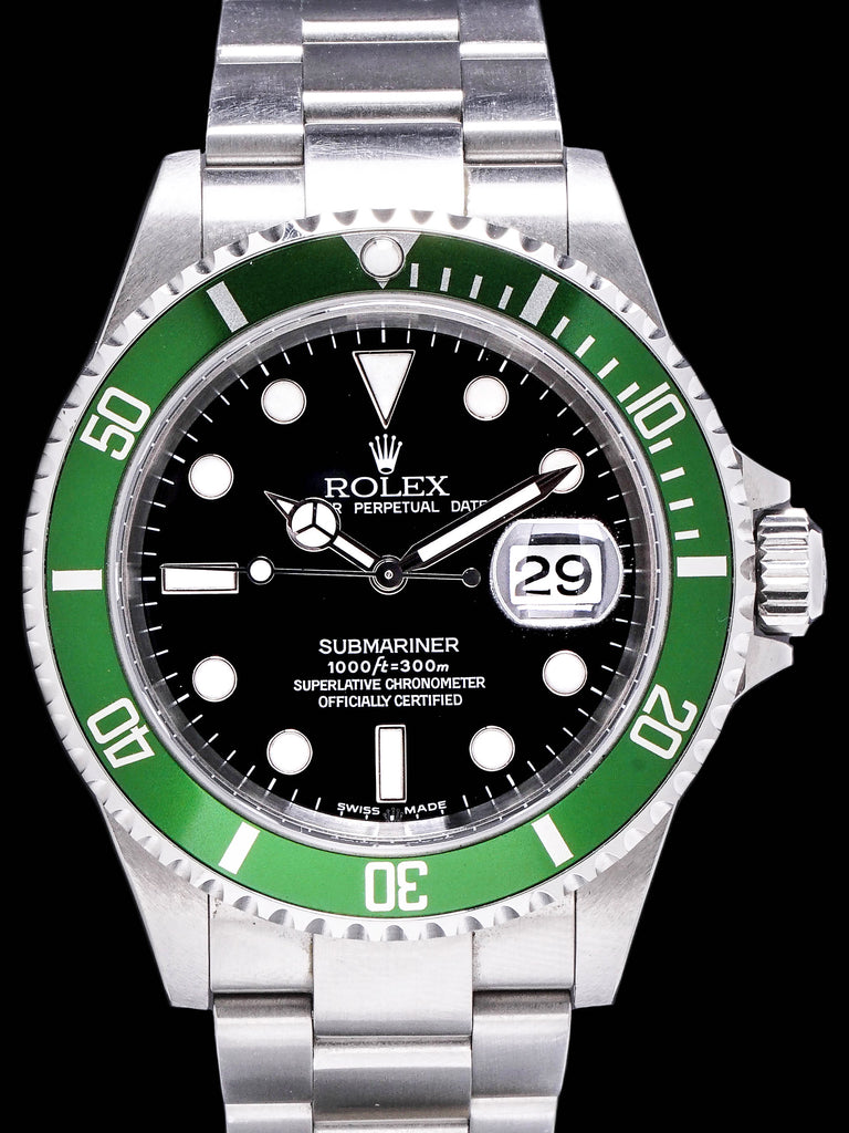 2003 Rolex Green Submariner (Ref. 16610LV) Mk.1 "Flat 4" W/ Box, Papers