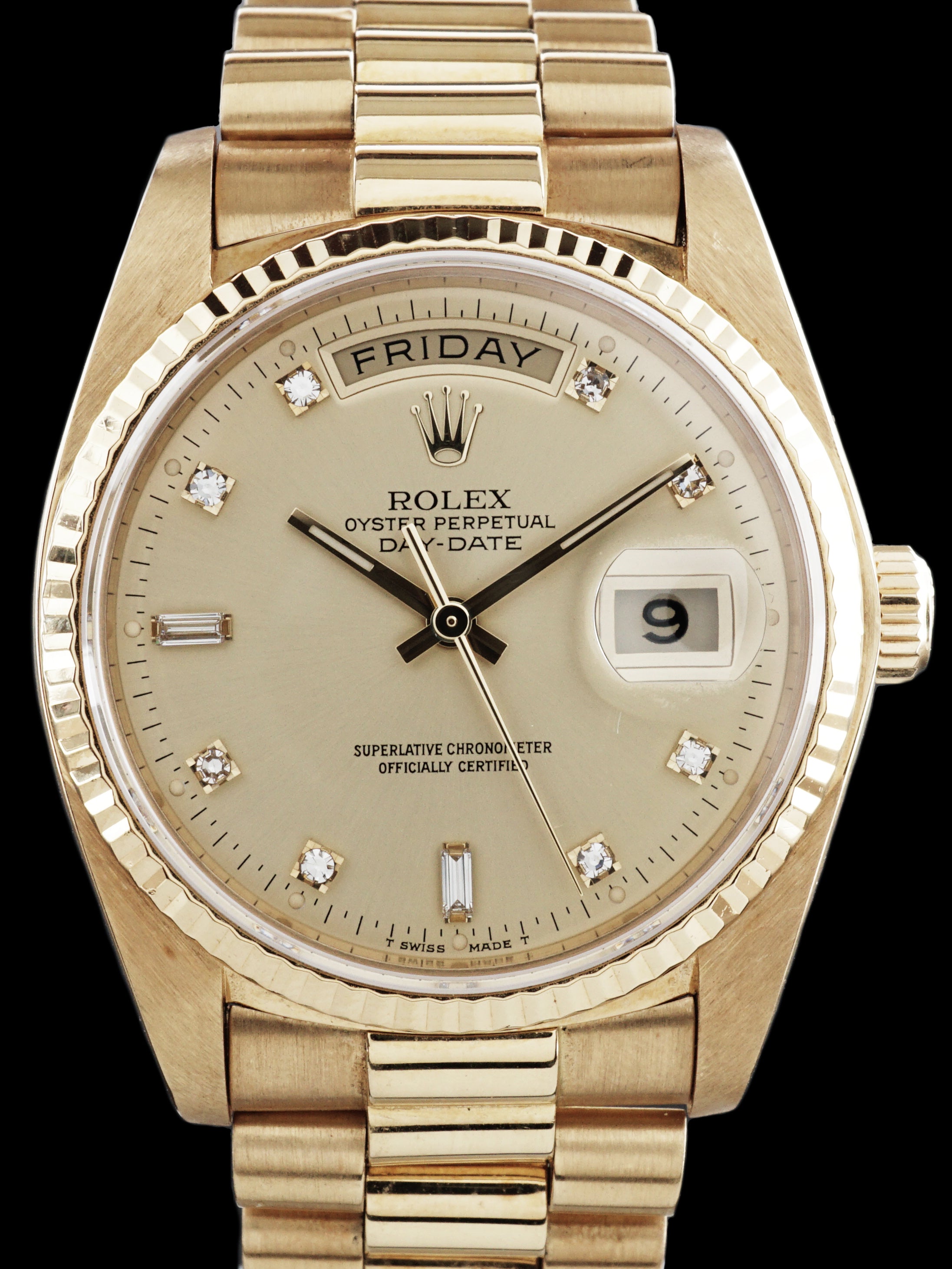 1984 Rolex Day-Date (Ref. 18038) "Factory Diamond Dial" W/ Rolex Service Card