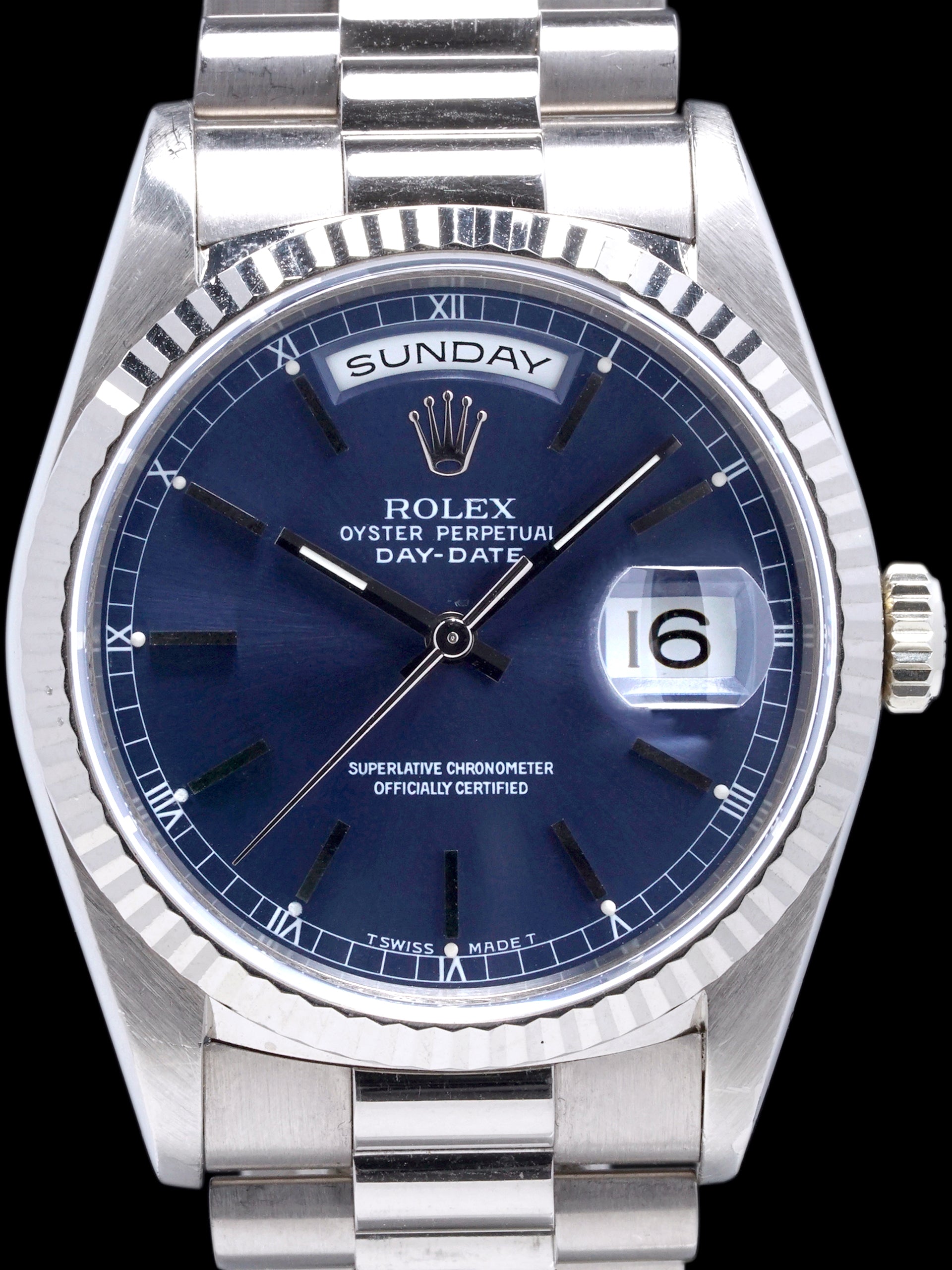 *Unpolished* 1996 Rolex Day-Date (Ref. 18239) 18k WG Blue Dial