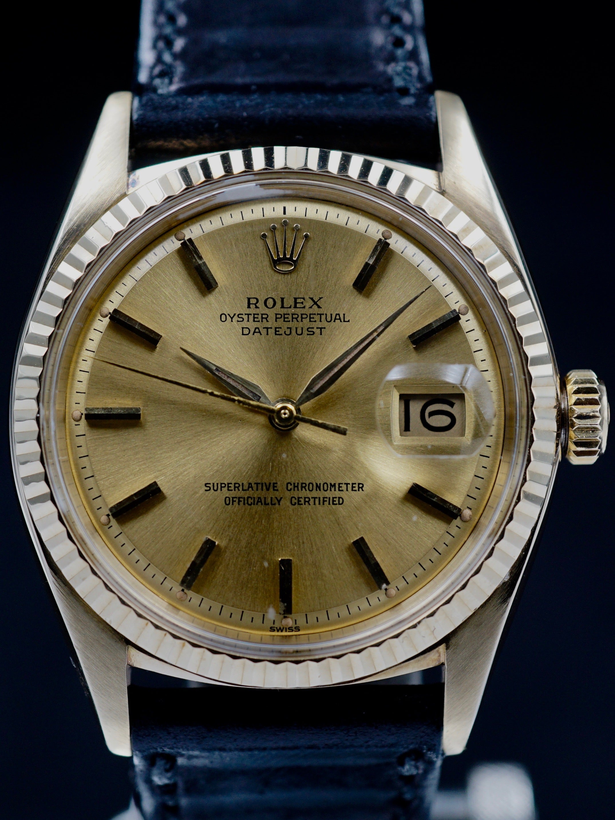 1962 Rolex Datejust 14k YG (Ref. 1601) Champagne 'Swiss Only' Dial