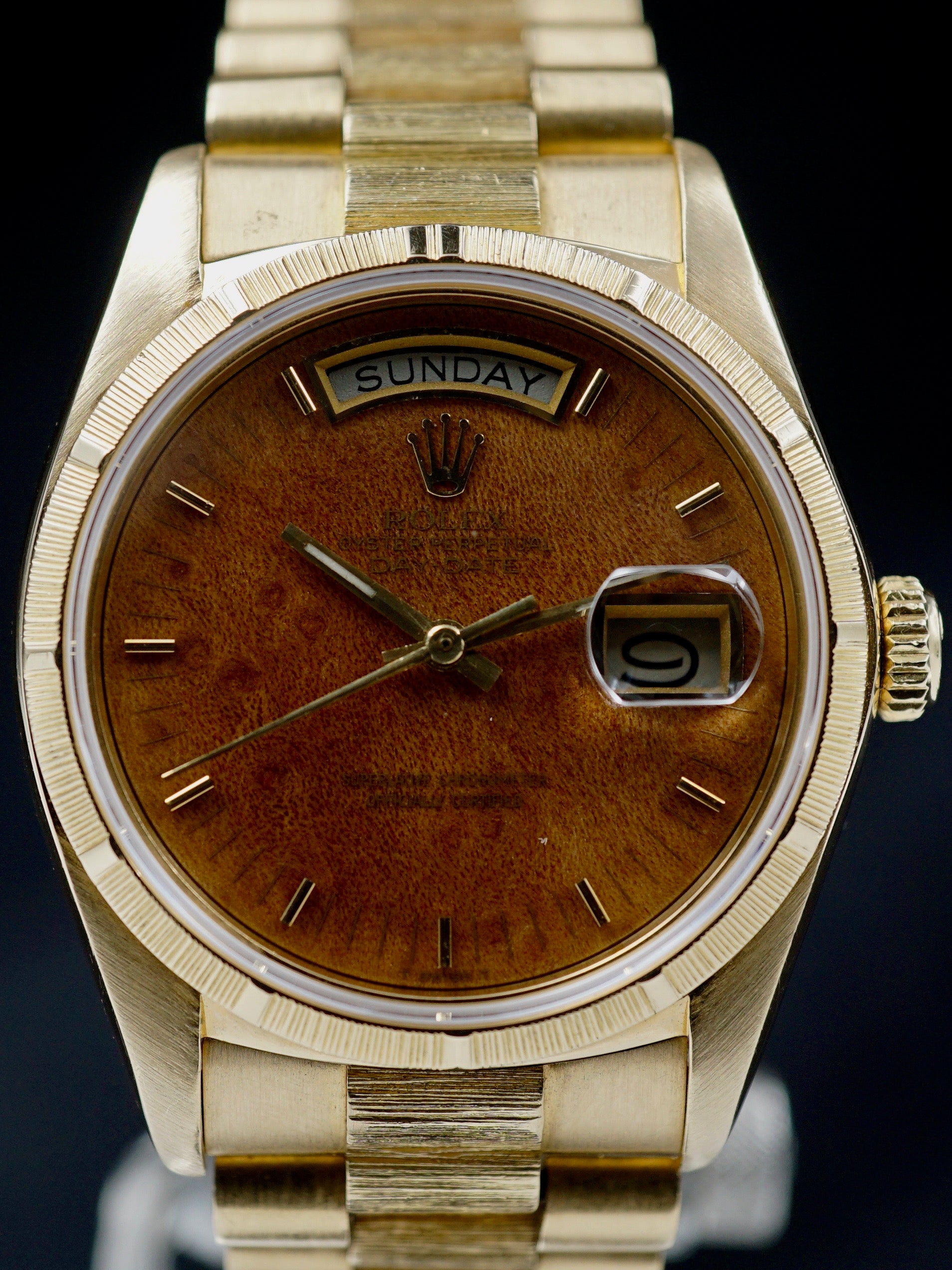 1978 Rolex Bark YG Day-Date (Ref. 18078) “Burlwood Dial”