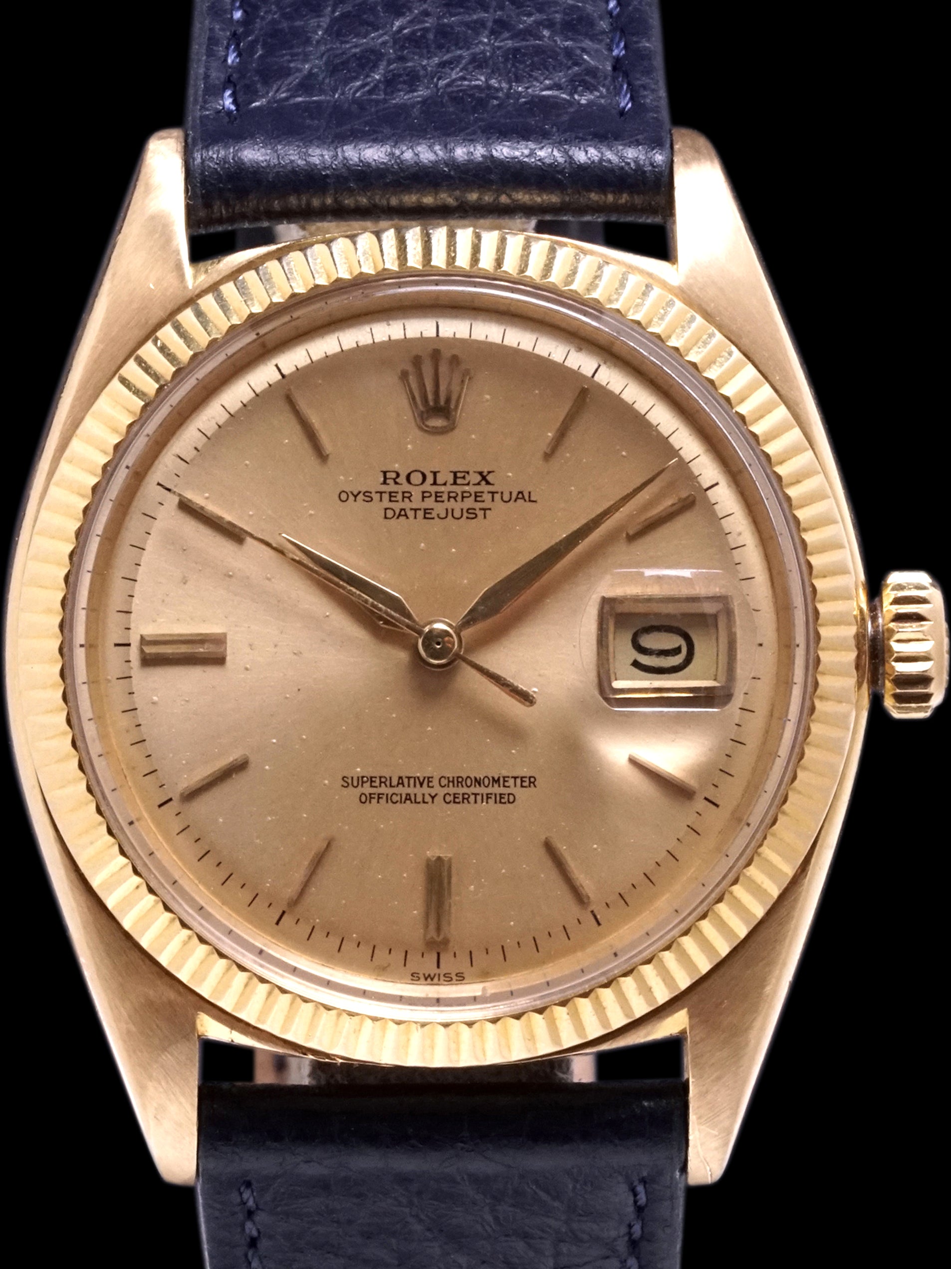 1960 Rolex Datejust (Ref. 1601) 18K YG "Swiss Only" No-Lume Dial