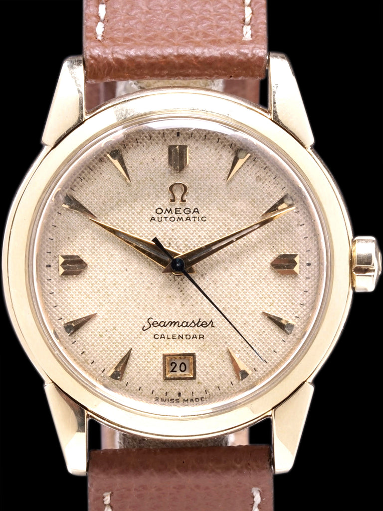 1950 Omega Seamaster Calendar (Ref. 2627) 14K YG "Honeycomb"