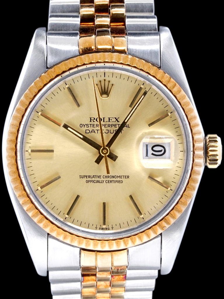 1979 Rolex Two-Tone Datejust (Ref. 16013) "Champagne Dial"  W/ Rosy Patina On Bezel & Bracelet