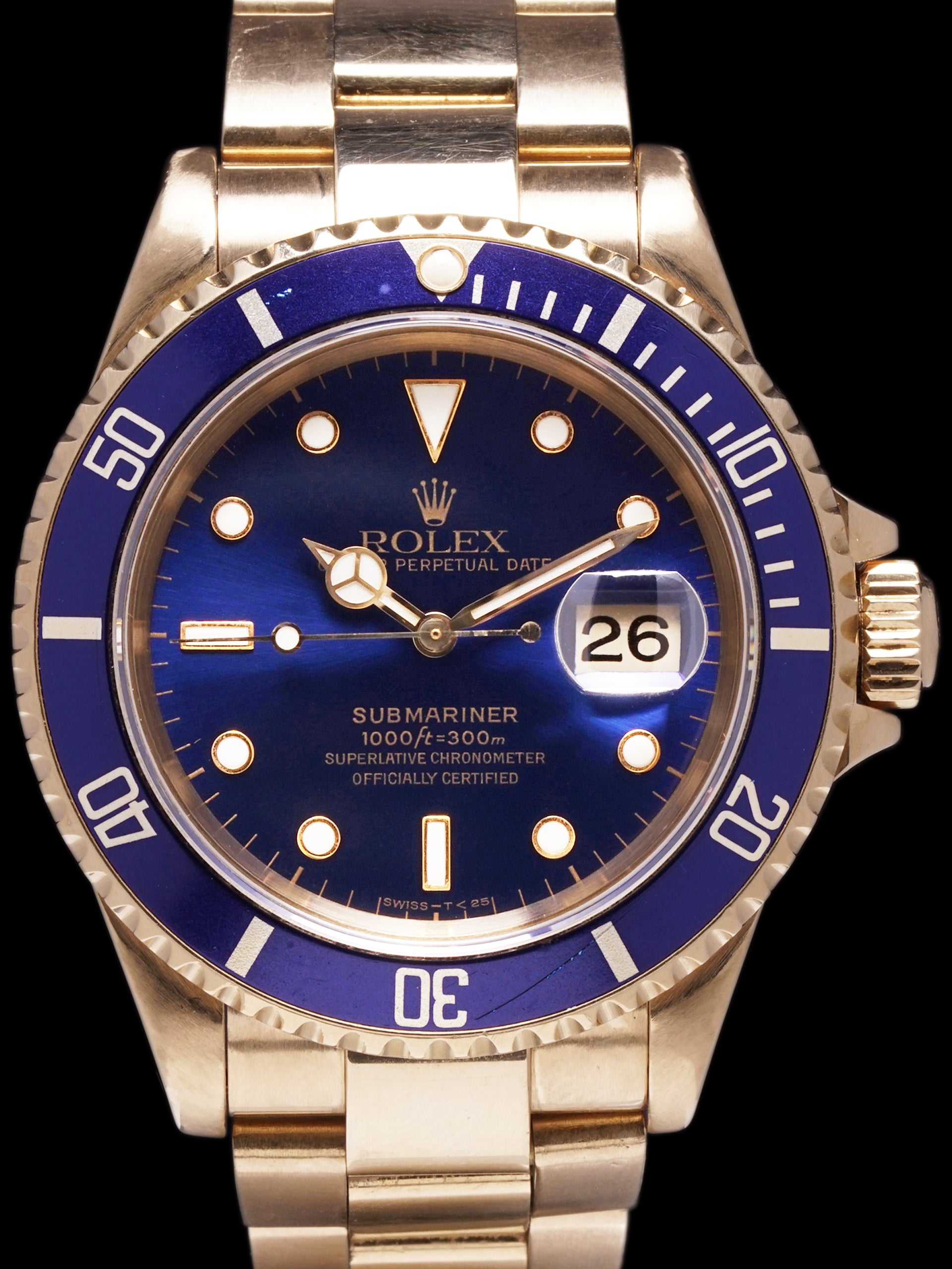 1991 Rolex Blue Submariner (Ref. 16618) 18K YG W/ Box & Papers