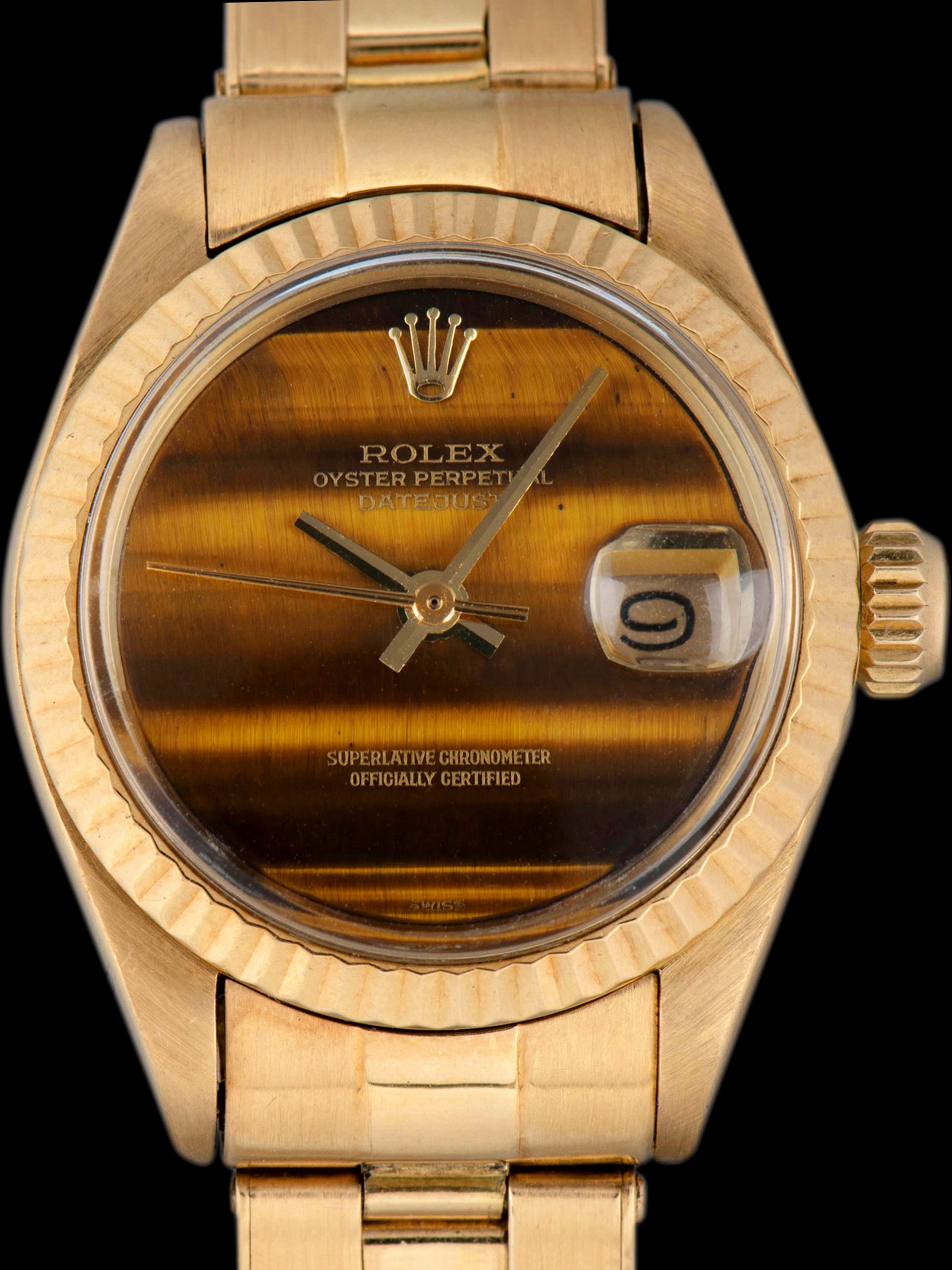 1979 Rolex Ladies Datejust 18K YG (Ref. 6917) Tiger Eye Stone Dial W/ Box & Papers