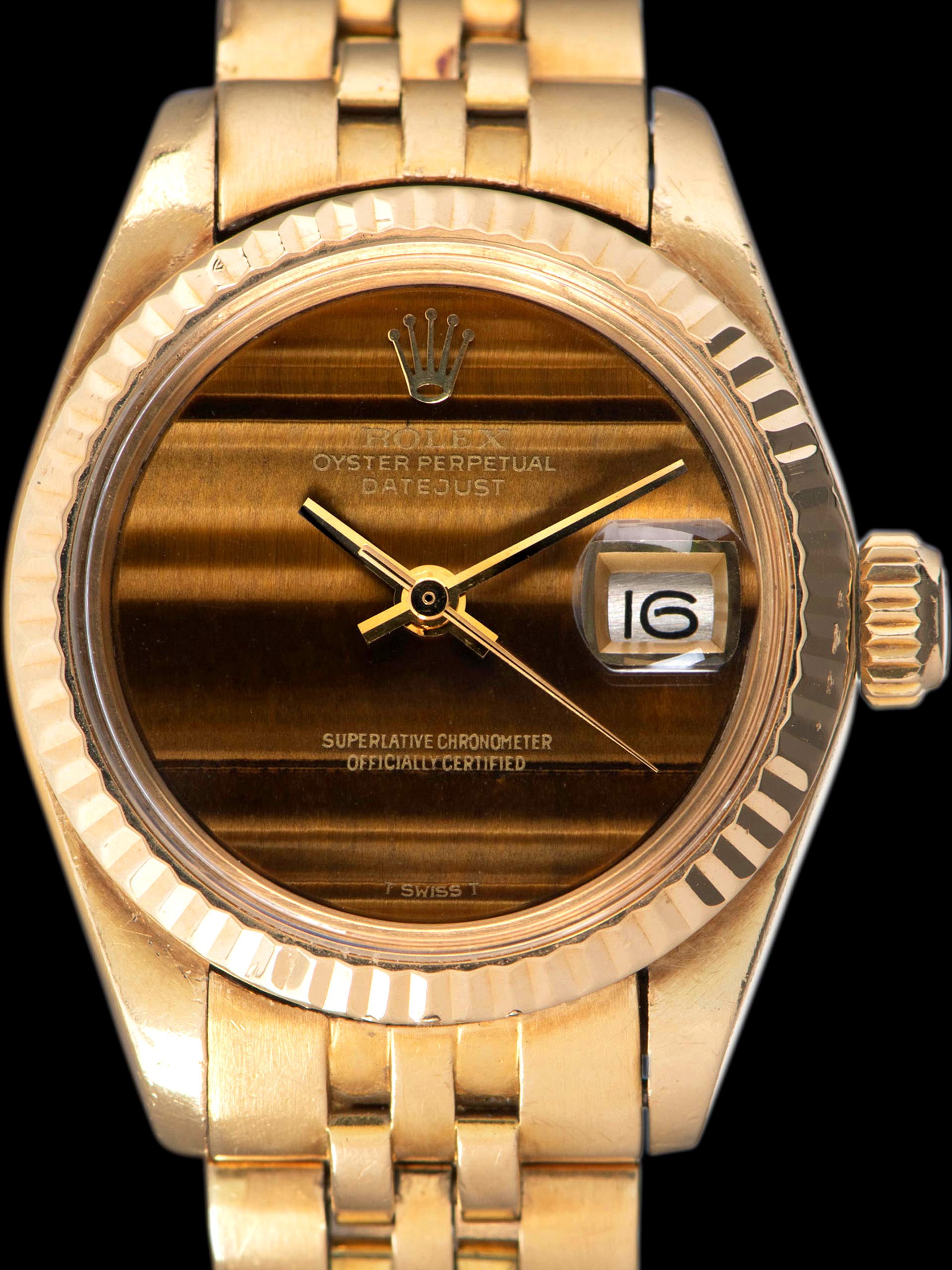 1977 Rolex Ladies Datejust 18K YG (Ref. 6917) Tiger Eye Stone Dial