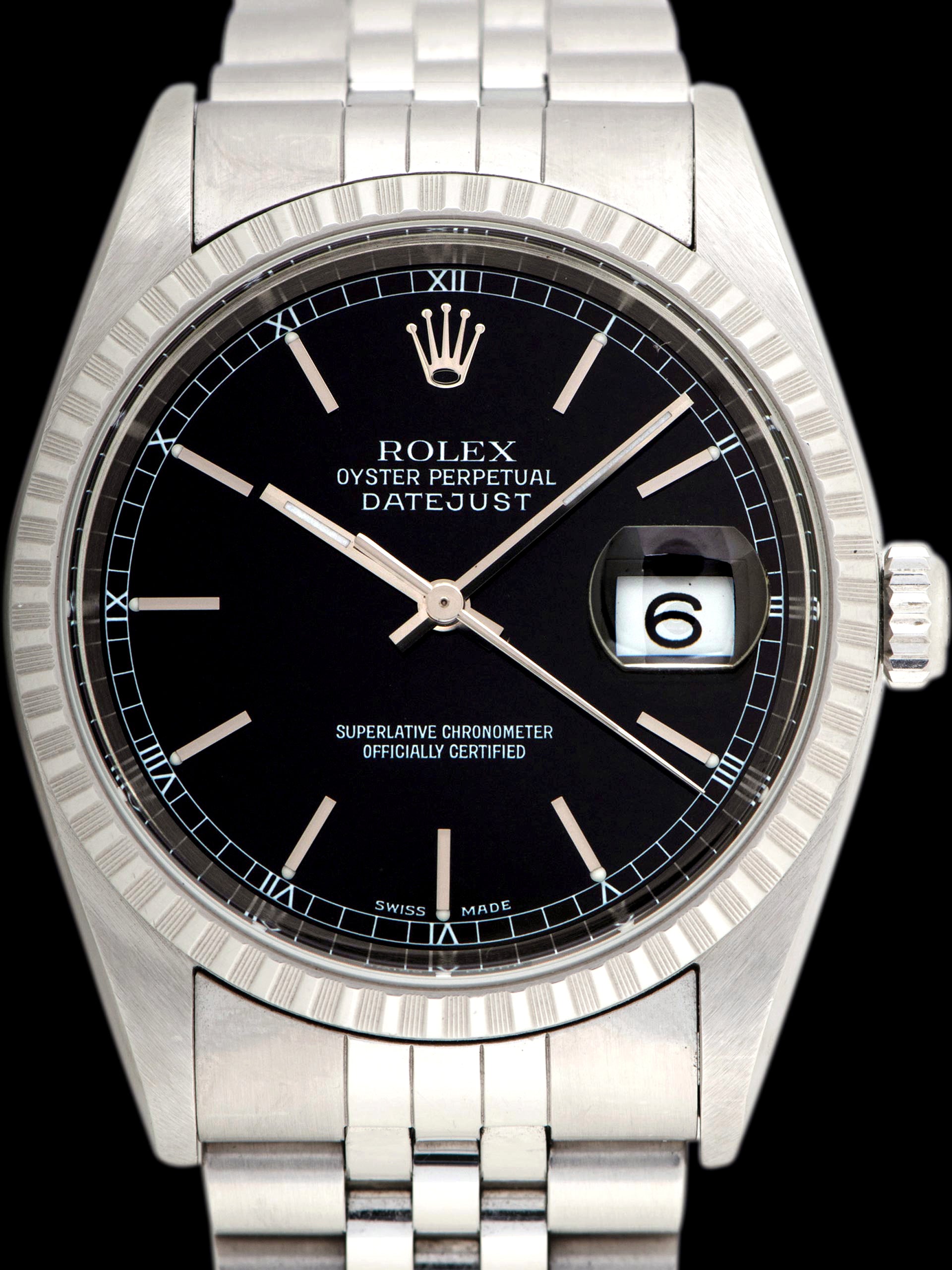 *Unpolished* 2000 Rolex Datejust (Ref. 16220) Black Dial