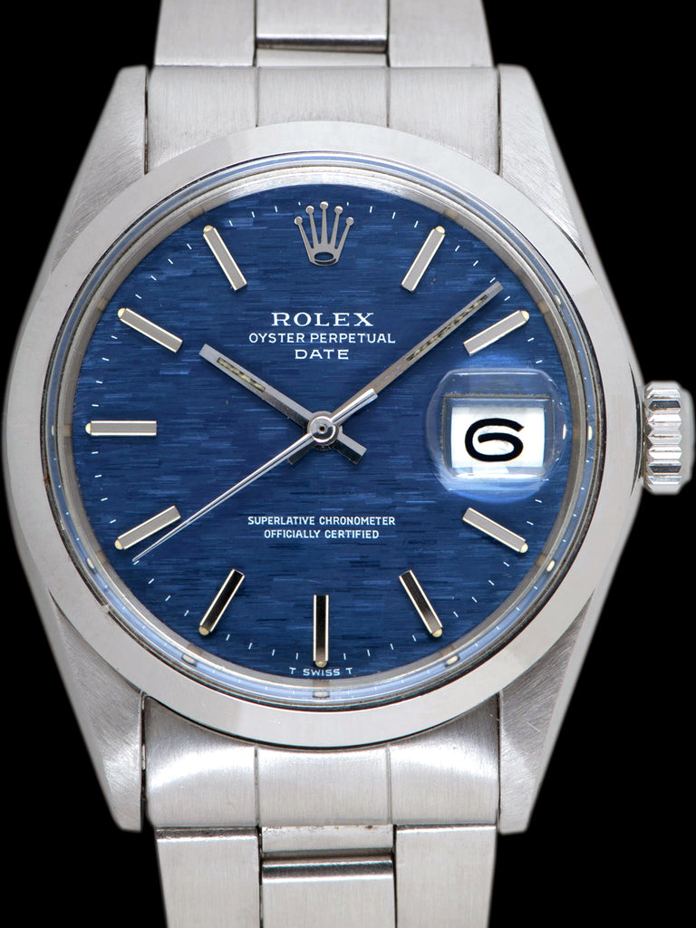 *Unpolished* 1970 Rolex Oyster-Perpetual Date (Ref. 1500) Blue "Mosaic" Dial W/ Double Punched Papers