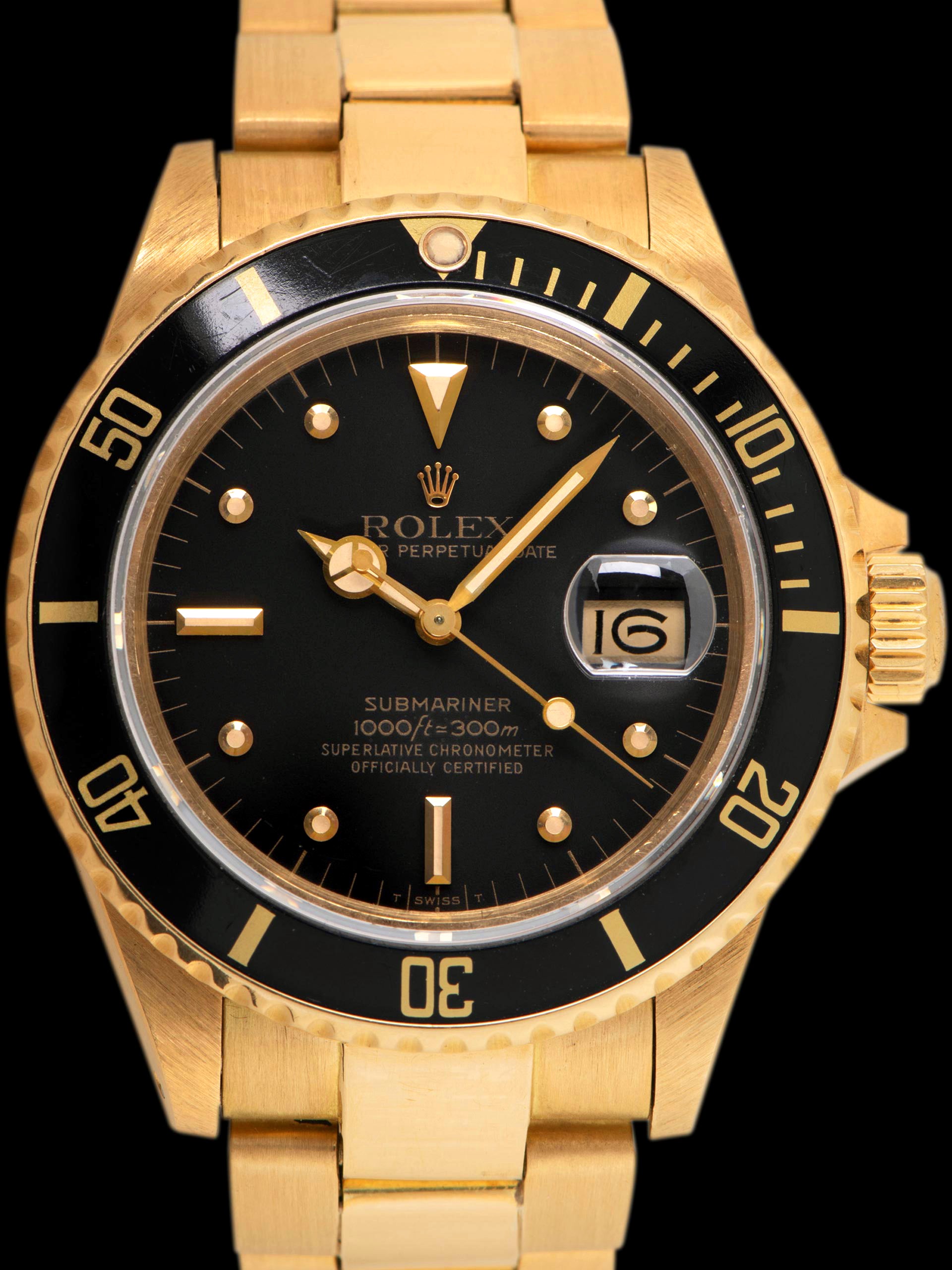 *Unpolished* 1986 Rolex Submariner 18K YG (Ref. 16808) Black Dial
