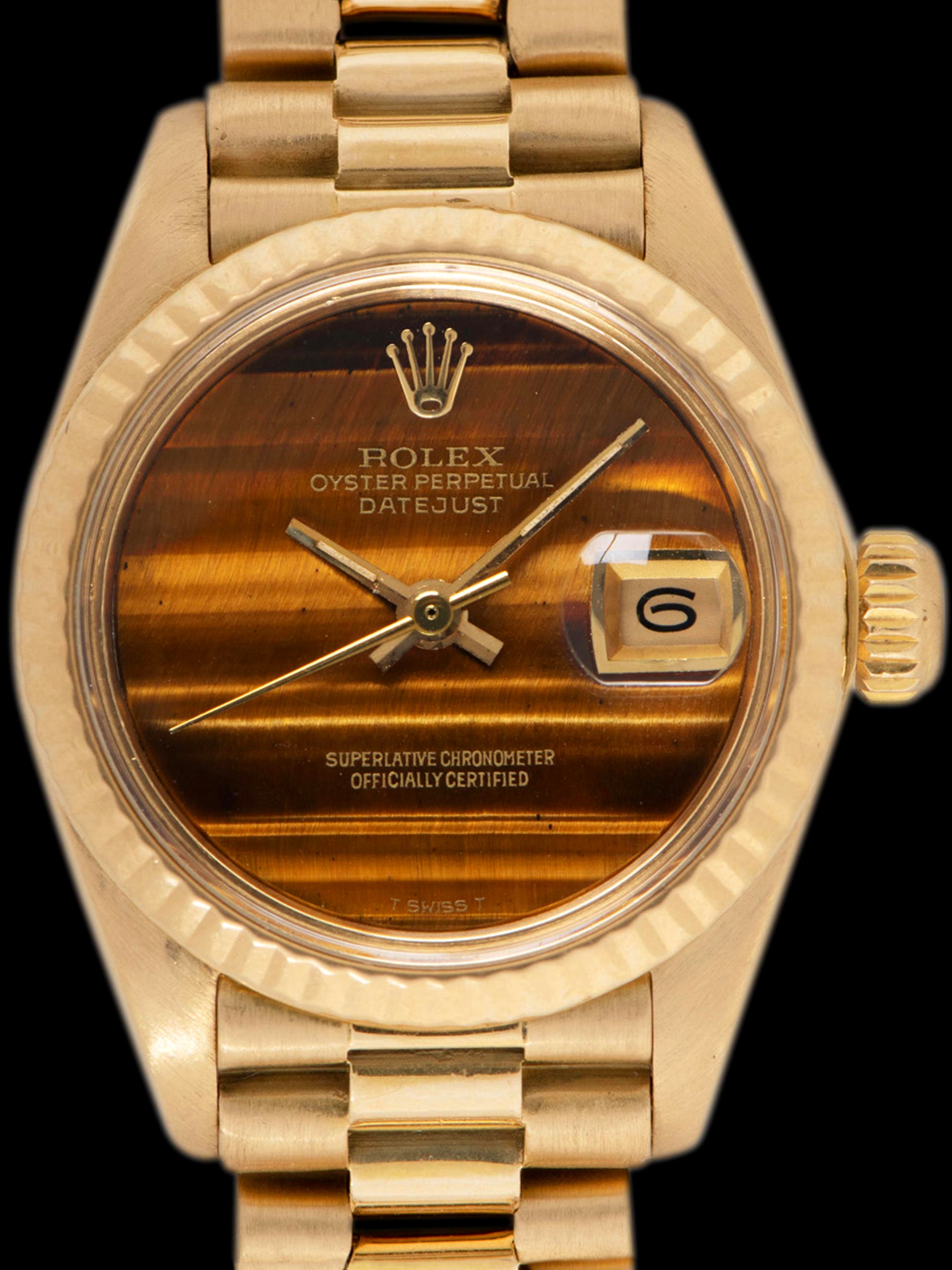 1981 Rolex Ladies Datejust 18K YG (Ref. 6917) Tiger Eye Stone Dial