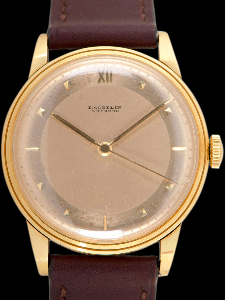 *Unpolished* 1950s Gubelin Calatrava 18K YG "Zenith Cal. 12/4/9/50"