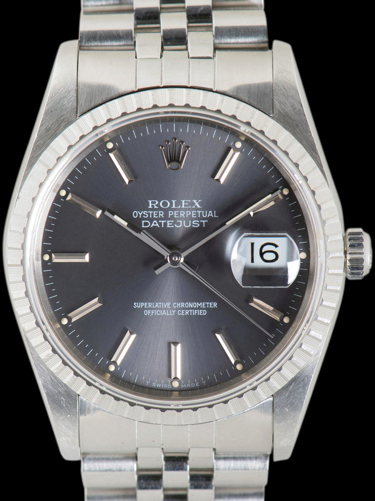 *Unpolished* 1990 Rolex Datejust (Ref. 16220) Grey Dial W/ Box & Papers