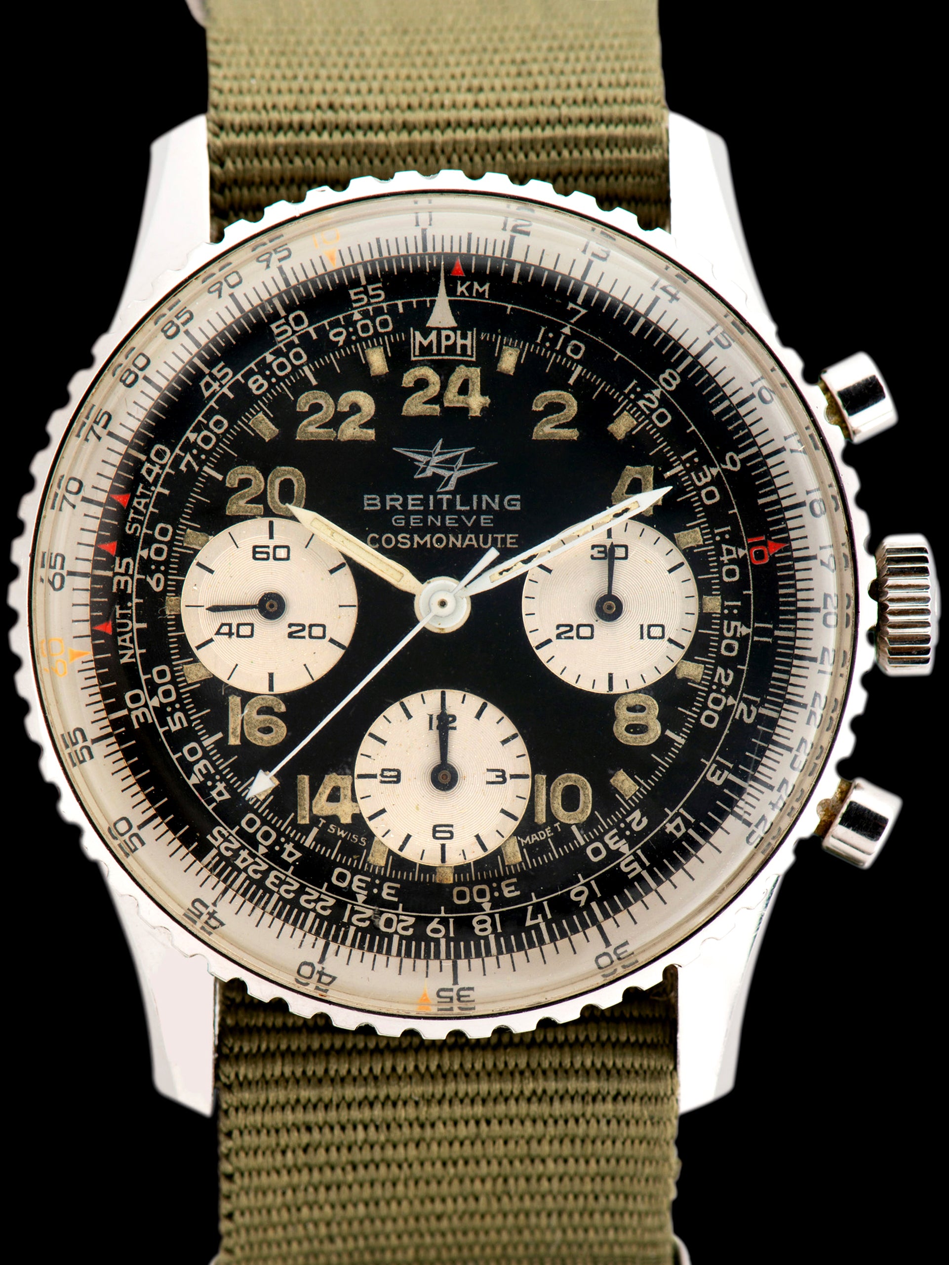 1969 Breitling Cosmonaute (Ref. 809) "Twin Jets" W/ Booklet & Letter From Air Canada Pilot Original Owner