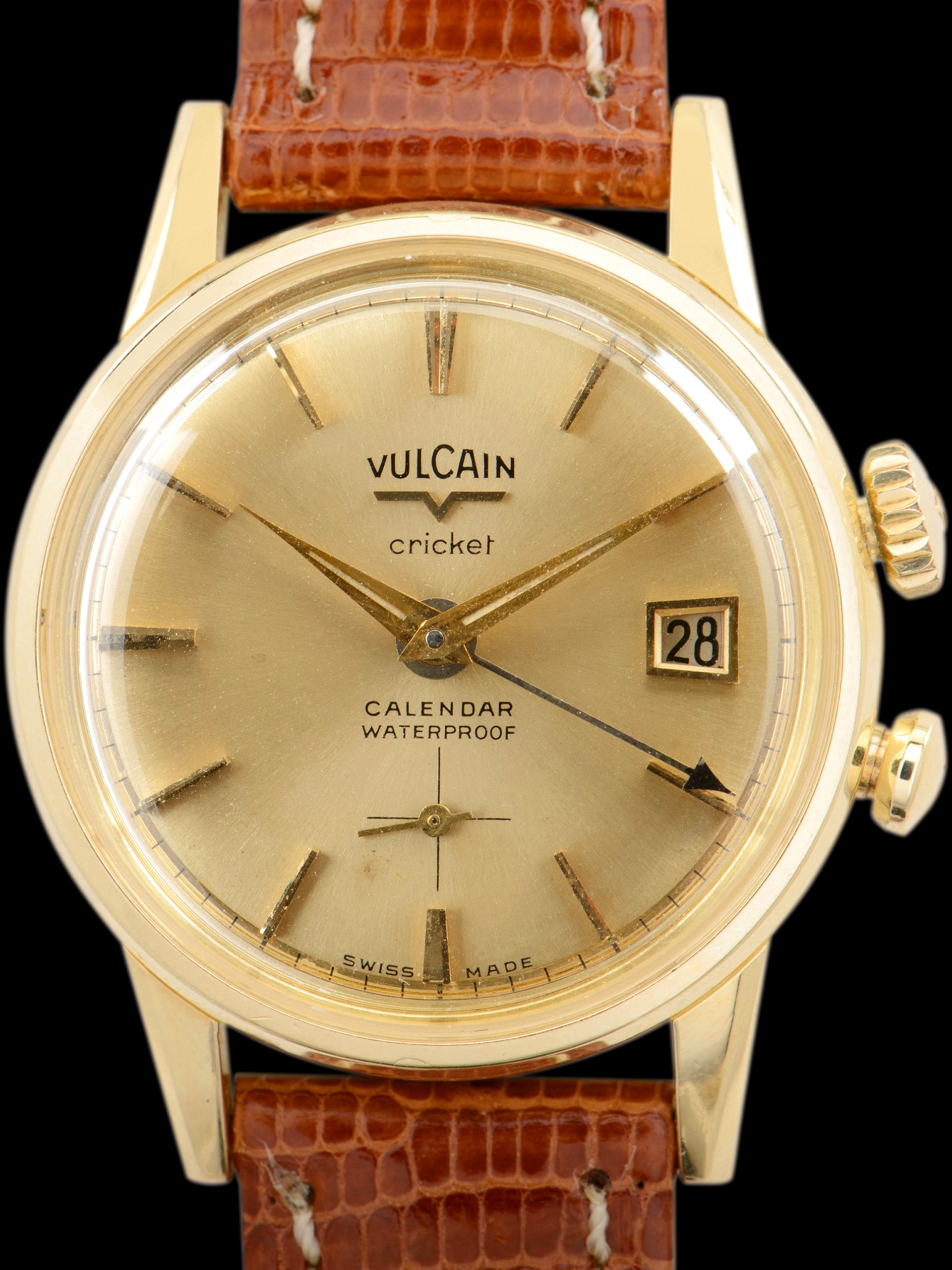 1950s Vulcain Cricket Calendar Waterproof (Ref. S1511A) "Gold Cap"