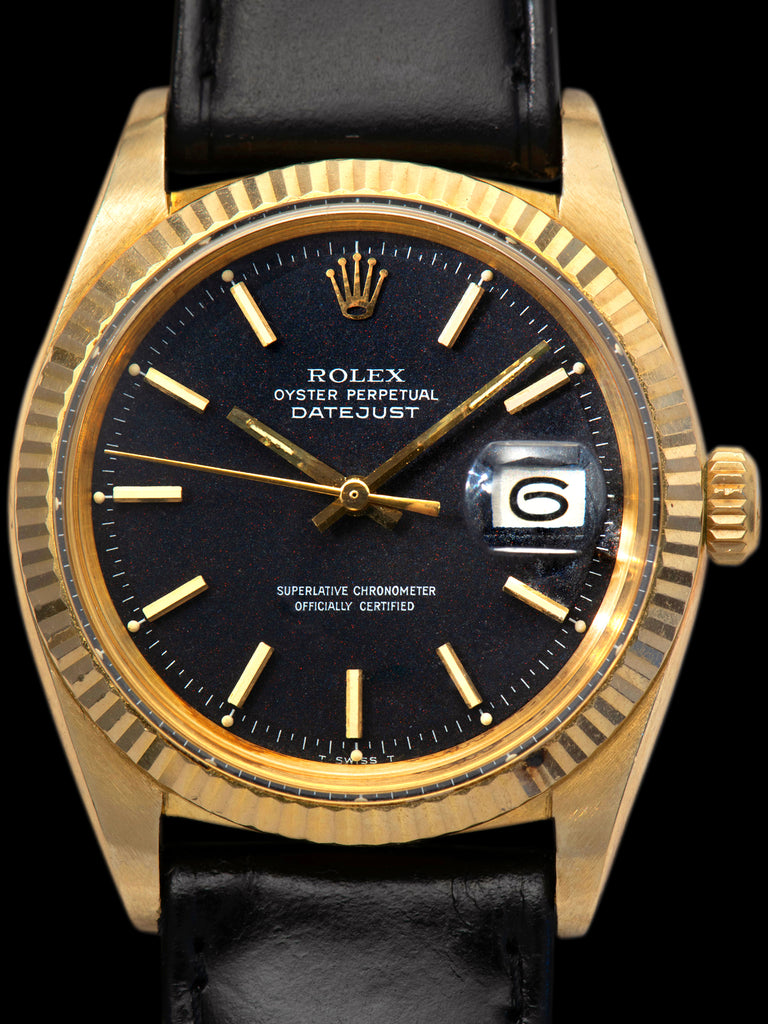 *Mint* 1977 Rolex Datejust 18K YG (Ref. 1601) Black "Confetti" Dial