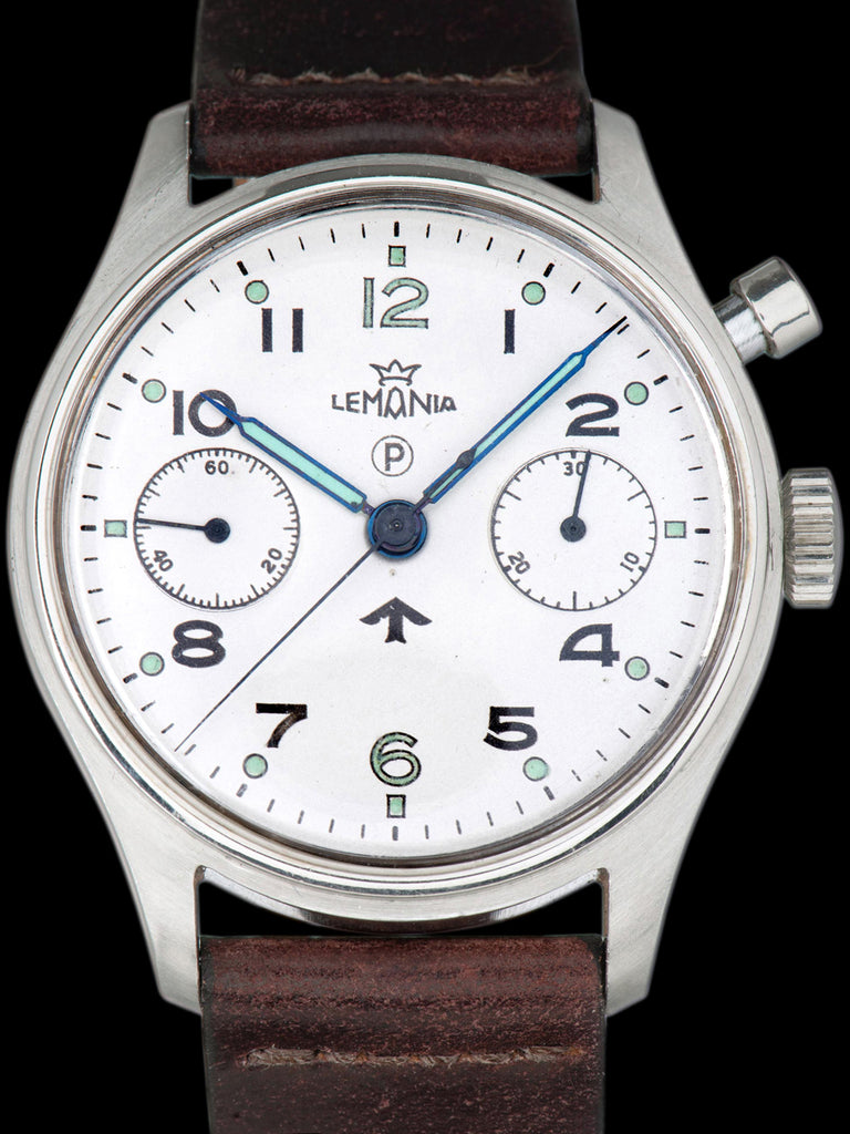 Military-Issued 1950s Lemania Mono-Pusher Chronograph Cal. 15 "Promethium Lume"