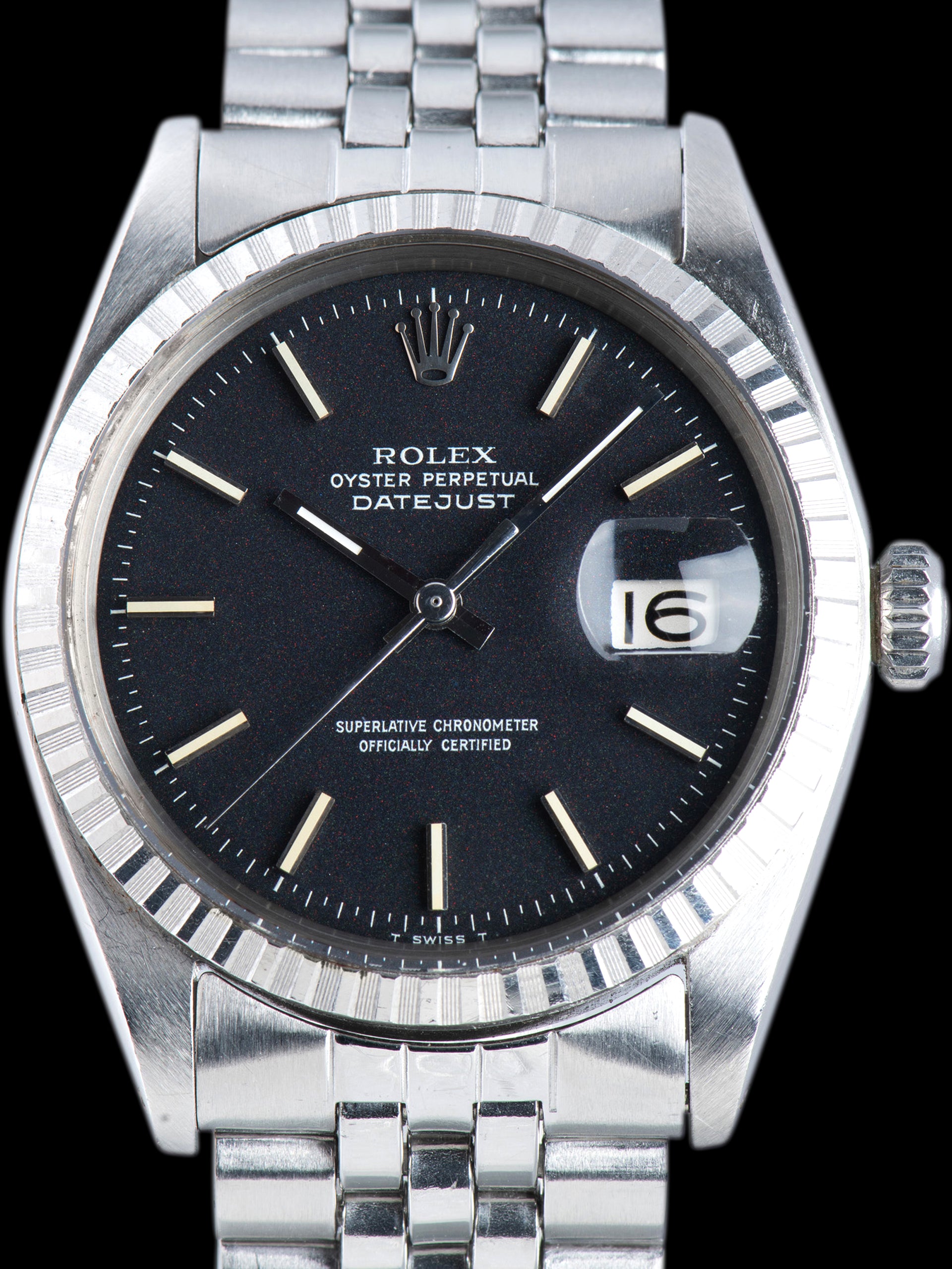 *Unpolished* 1968 Rolex Datejust (Ref. 1603) Black "Confetti" Dial W/ Double Punched Papers