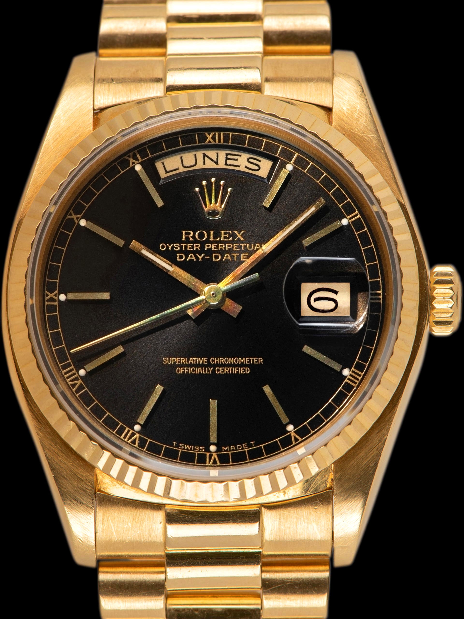 1980 Rolex Day-Date 18K YG (Ref. 18038) Black Dial