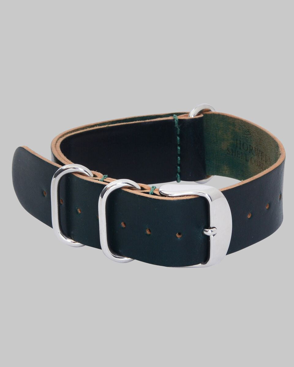 Horween Shell Cordovan NATO Style Watch Strap Green