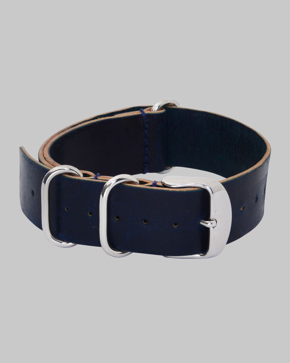 Horween Shell Cordovan NATO Style Watch Strap Navy